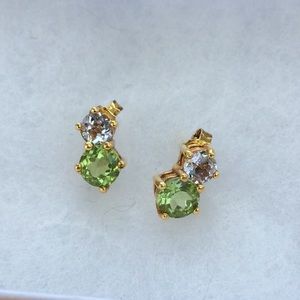 Sterling Silver Gold plated Peridot Topaz Earrings